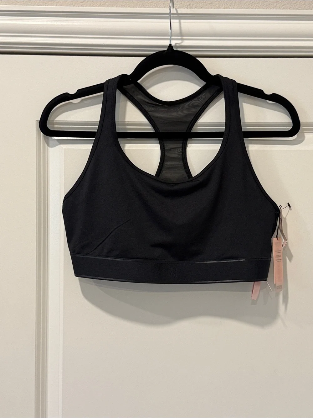 Victoria's Secret Sport Black Racerback Sports Bra with Mesh Back Medium Support